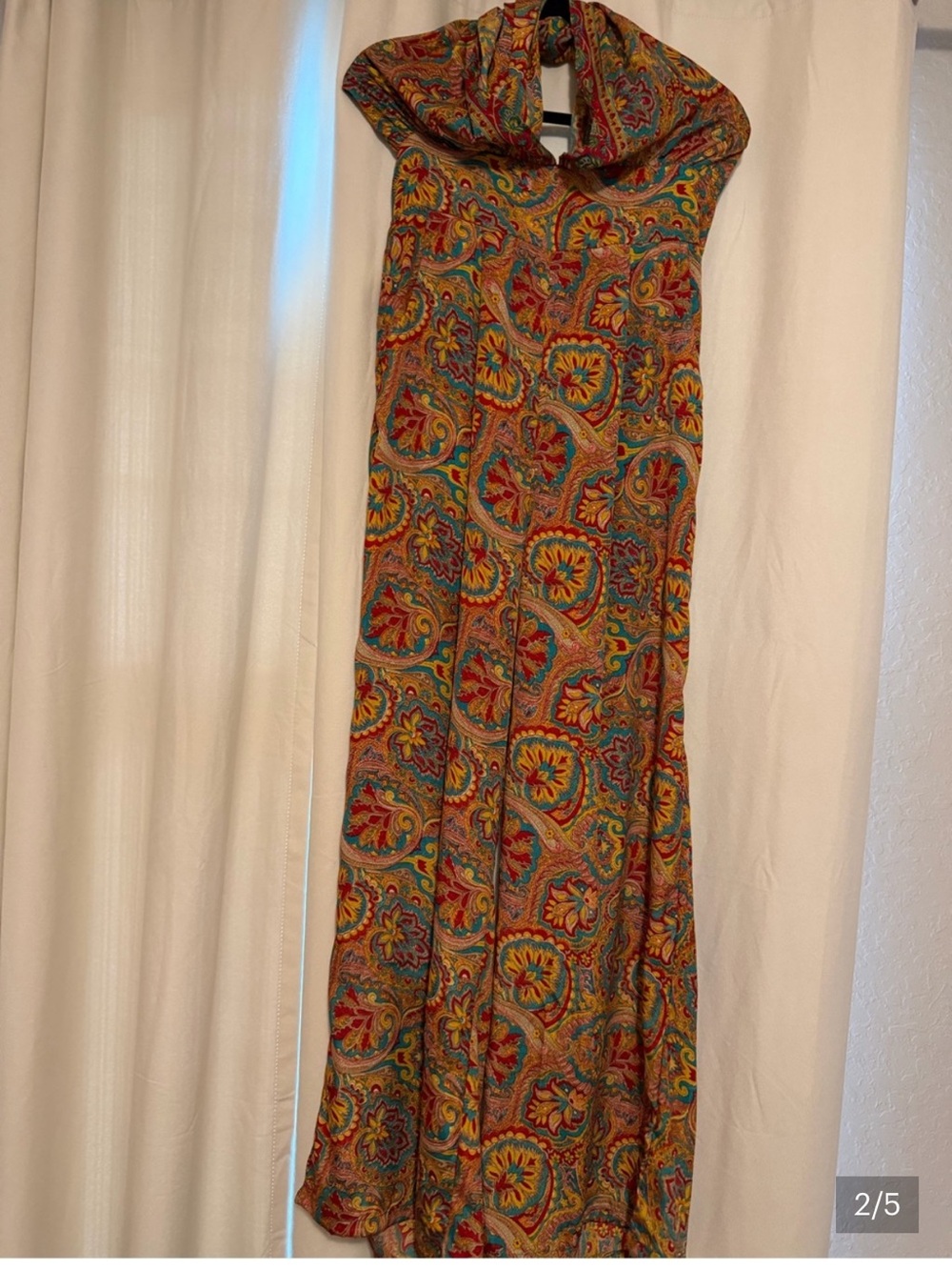 Paisley Halter Tie-Waist Boho Jumpsuit in Multicolor Orange - So Cute! π₯° - Picture 5 of 6